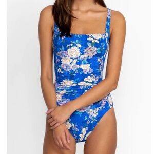 Johnny Was Swimsuit Blue Dove Ruched One Piece